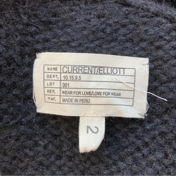 Current/Elliott Black Alpaca Blend The Long Slash Open Front Cardigan, Sz 2/M - Picture 14 of 15